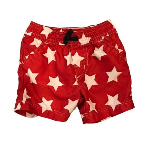 Baby Boy's 3 Month Swim Trunks Carters w/ liner Red with stars - Picture 1 of 2
